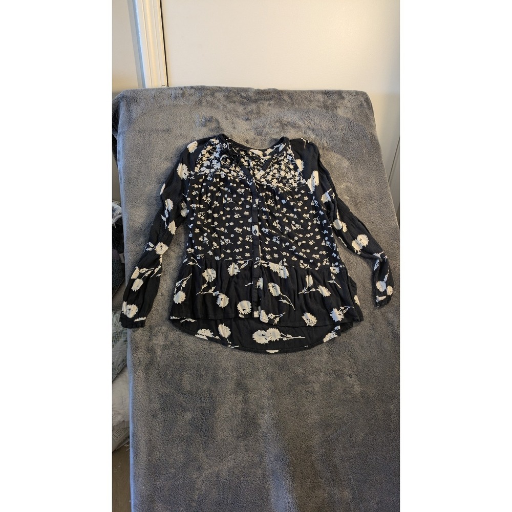 FAT FACE BLACK MONROE POPPY MEADOW FLORAL BLOUSE TOP - SIZE Us Sz 10 - Picture 2 of 7
